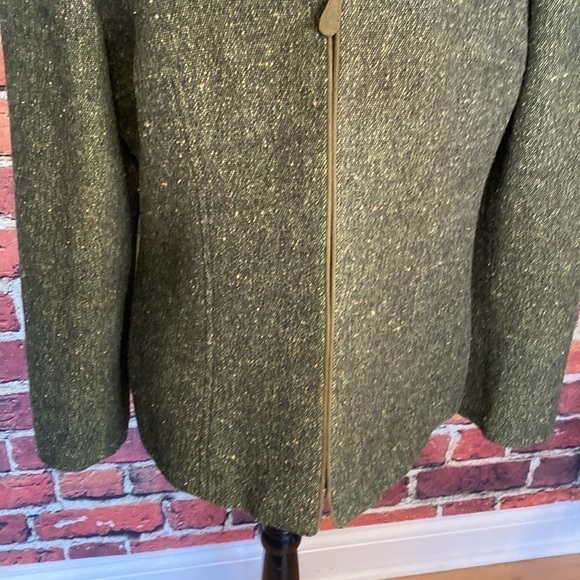Kasper & Company Green Tweed Wool Blend Zip Up Fall Jacket Size 12 - Picture 9 of 15